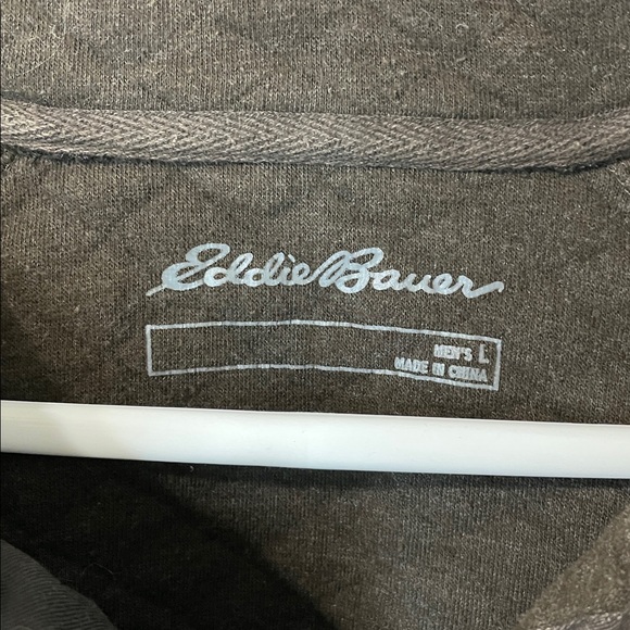 Eddie Bauer Men's Quilted Crewneck Snap Buttons Sweater Dark Brown Size Large - Picture 2 of 8